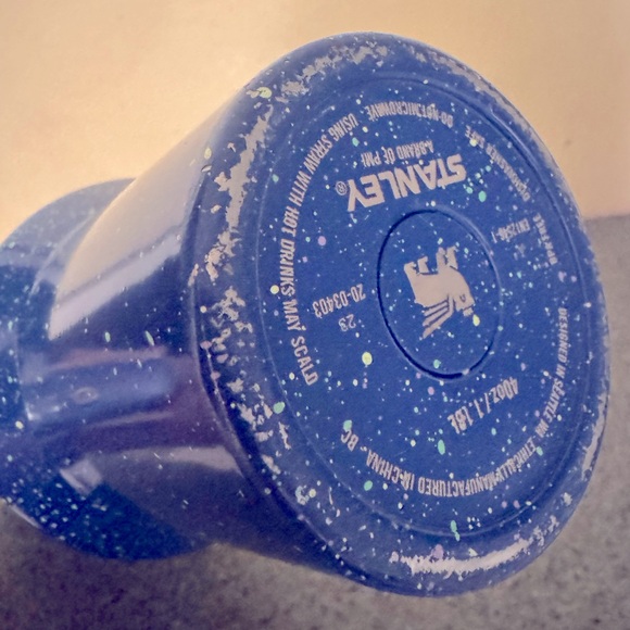 Used good condition Stanley Blue Speckled Travel Mug w accessories. - Picture 5 of 10